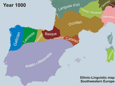 evolution spain maps portugal languages