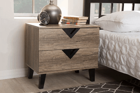 Details About Set Of 2 Modern Wood 2 Drawers Nightstands Bedside Bedroom Furniture Storage