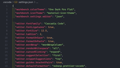 Vscode settings.json features A settings.json preview