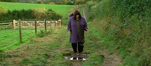Dawn French Jumping Into A Puddle GIF - Find & Share on GIPHY
