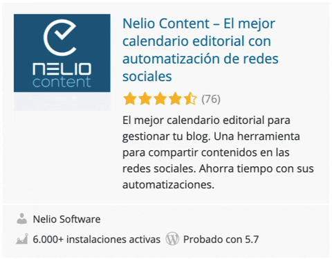 Captura de pantalla del plugin de Nelio Content en el directorio de plugins de WordPress