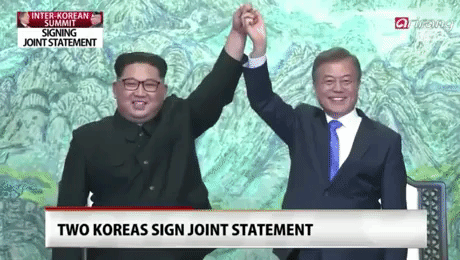 Northa and South Korea signs a joint statement in politics gifs