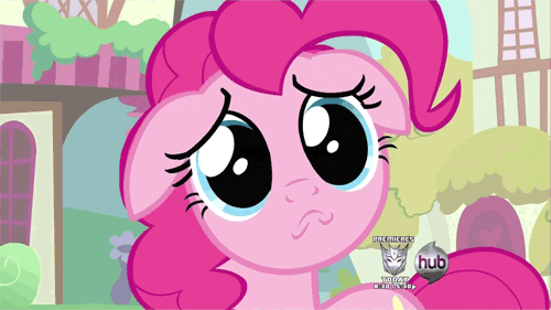 sad pink horse