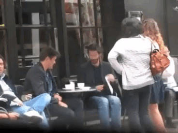 Keeanu reeves meeting his fans in hollywood gifs