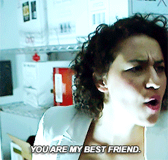 A gif of a girl saying "you are my best friend."