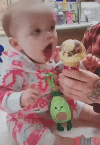 Eating ice cream for the first time in funny gifs
