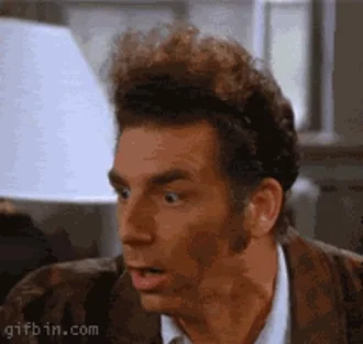 Kramer from Seinfeld with a shocked reaction