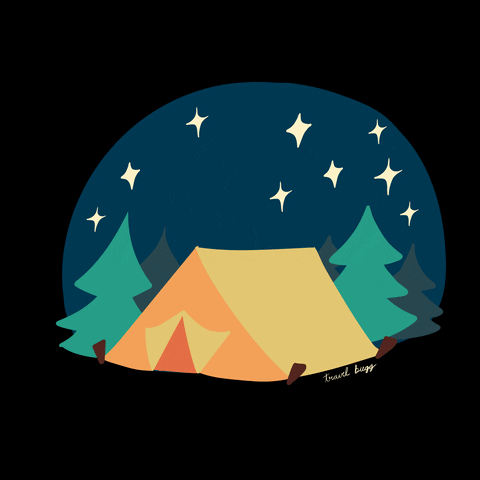 gif of a cartoon tent under a night sku
