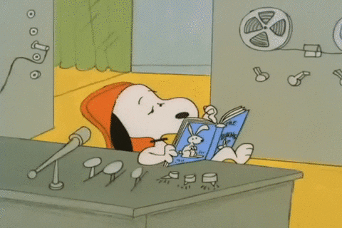 Image result for snoopy reading animated gif