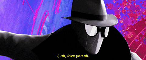 Spider-Noir diciendo que los ama a todos Spider-Noir diciendo que nos ama a todos sus fans en la película de Spider-Man: un nuevo universo.- Blog Hola Telcel