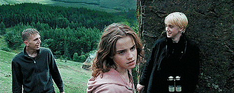 GIF of Hermione Granger (Emma Watson) punching Draco Malfoy (Tom Felton) in "Harry Potter and the Prisoner of Azkaban"