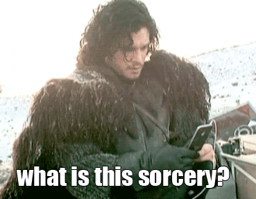 Jon Snow holding an iPhone 'what is this sorcery?'