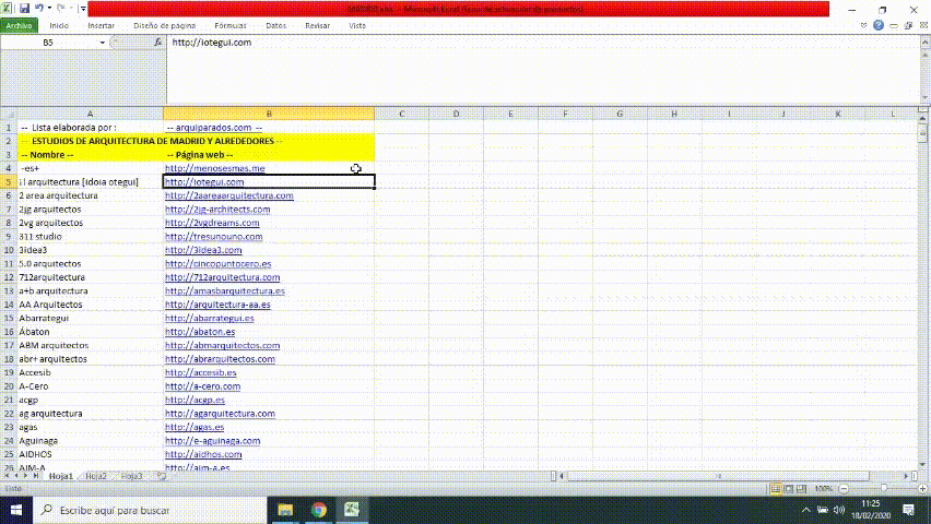 Ejemplo de lista listas estudios arquitectura