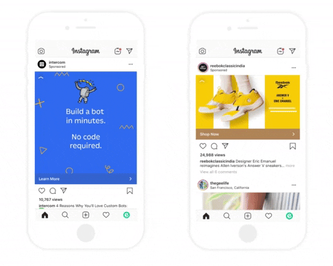 Preview of two different Instagram ads