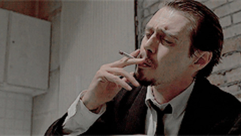 Steve Buscemi smoking a cigarette (or weed)
