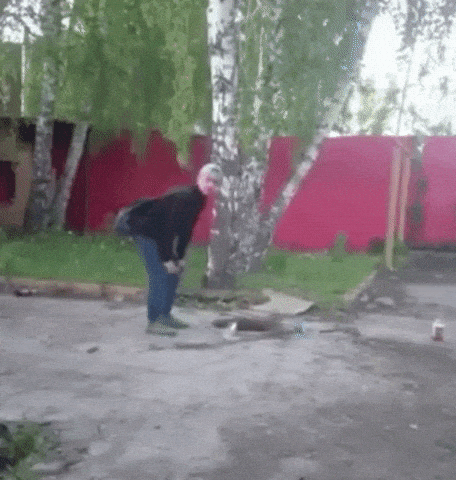 Pouring fire in manhole in funny gifs