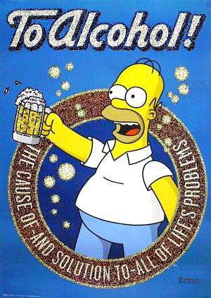 Homer Simpson saying alcohol, the cause of and solution to all of life's problems