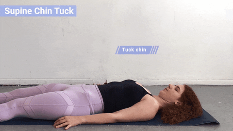 dowagers hump exercise - supine chin tuck