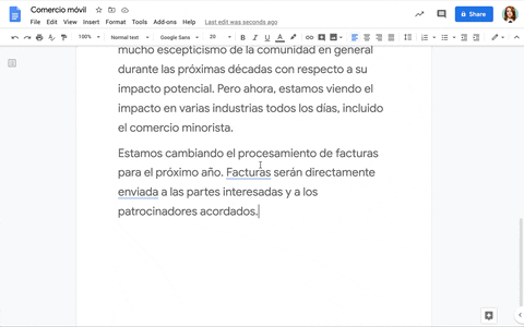Google Docs ahora realiza autocorrección y redacción inteligente en español.