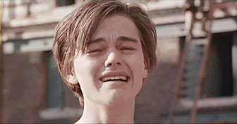 Gif of young Leonardo DiCaprio crying