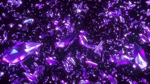 Purple crystals floating in space