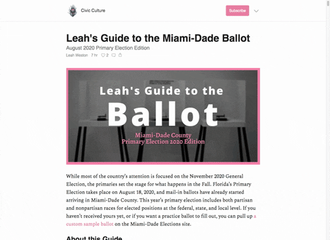 Leah's Guide to the Election