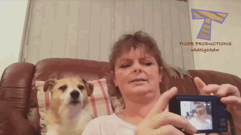 Dame Vrouw met Hond Tanden Foto Selfie