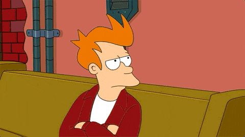 Fry from Futurama has his mind blown by information