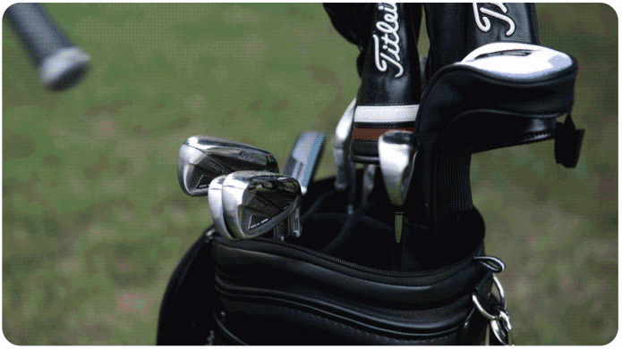 OFFICIAL PGA Tour Branded Golf Bag with Shark Wheels (Black Vegan Leather)