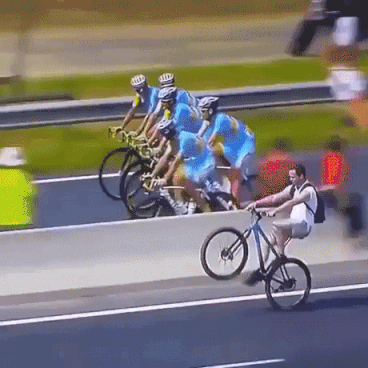Trolling cycle racers in funny gifs