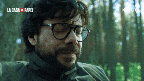 Personaje de La Casa de Papel con expresión de 'oh no'