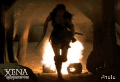 Xena the warrior princess running 