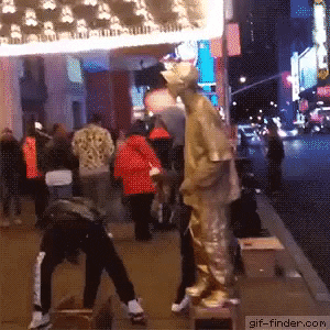 Never take money of statue in funny gifs