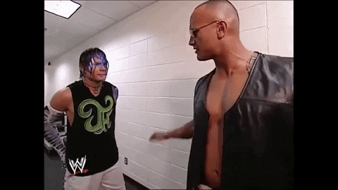Backstage segment with The Rock, Jeff Hardy and Eric Bischoff Giphy