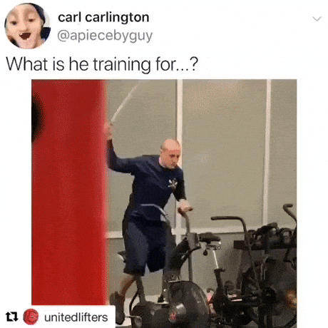 What is he training for in funny gifs