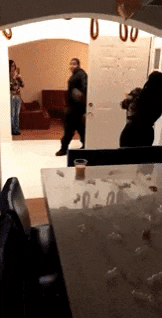 Surprising a police officer in funny gifs