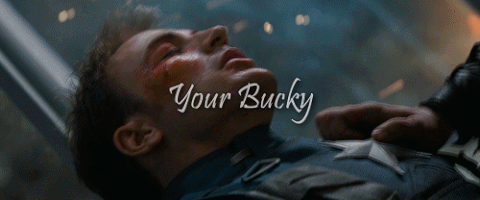 Steve and Bucky helicarrier scene gif with 'Your Bucky' written over