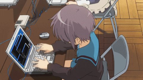 gif of anime girl typing quickly