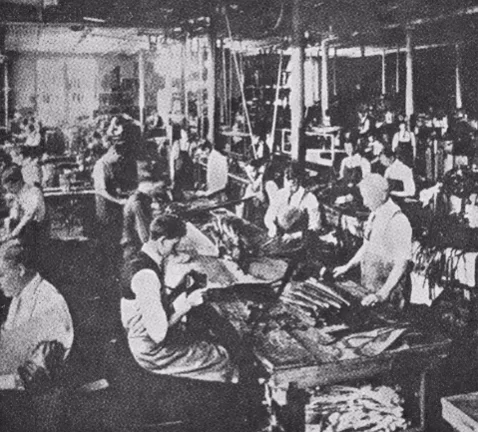 A crowded and busy clothing factory