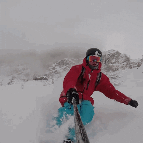 skiing into the snow