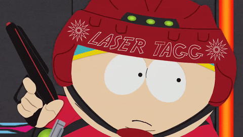 South Park  eric cartman paranoid laser tag GIF