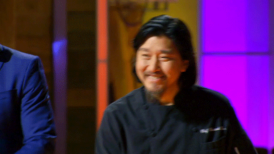 man from Masterchef saluting someone maybe he's saluting reality television
