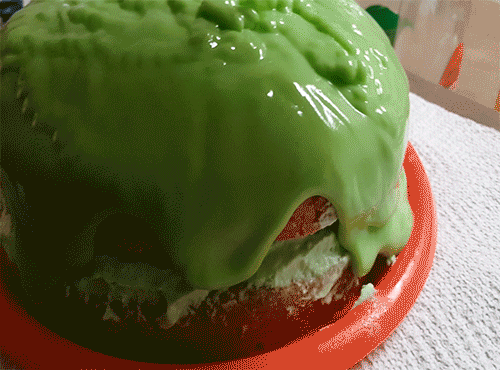 Birthday green slime cake ooozing