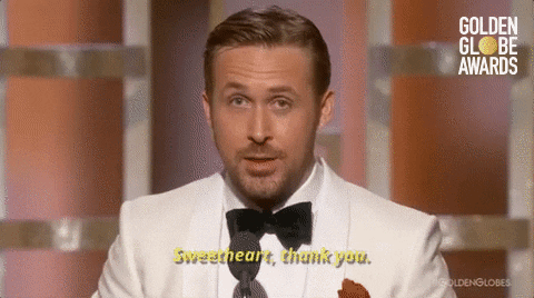 Ryan Gosling Sweetheart Thank You GIF by Golden Globes - Find & Share on GIPHY