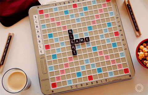 [Gif description: a scrabble board spelling out "simple game night"] via Giphy