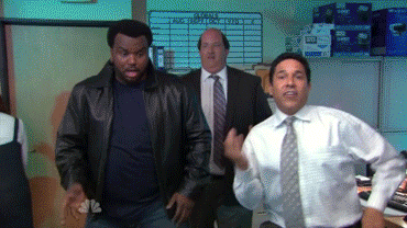 An animated GIF of the characters from "The Office" dancing.