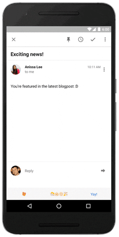 Imagem relacionada a Google adiciona emojis às réplicas inteligentes do Gmail