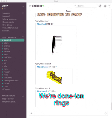 giphy slack commands