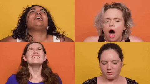  Faces of four women masturbating