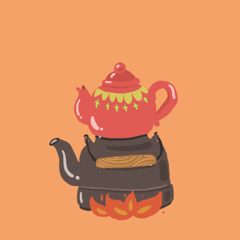 animated steaming teapot